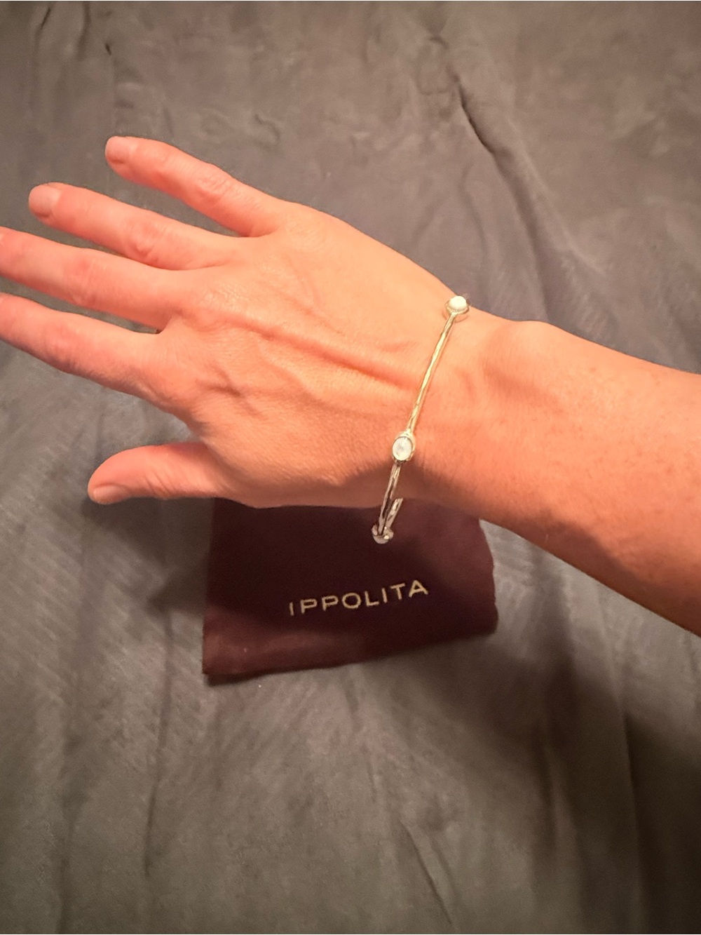 Ippolita Silver Bangle with White Stone Accents - Picture 4 of 5